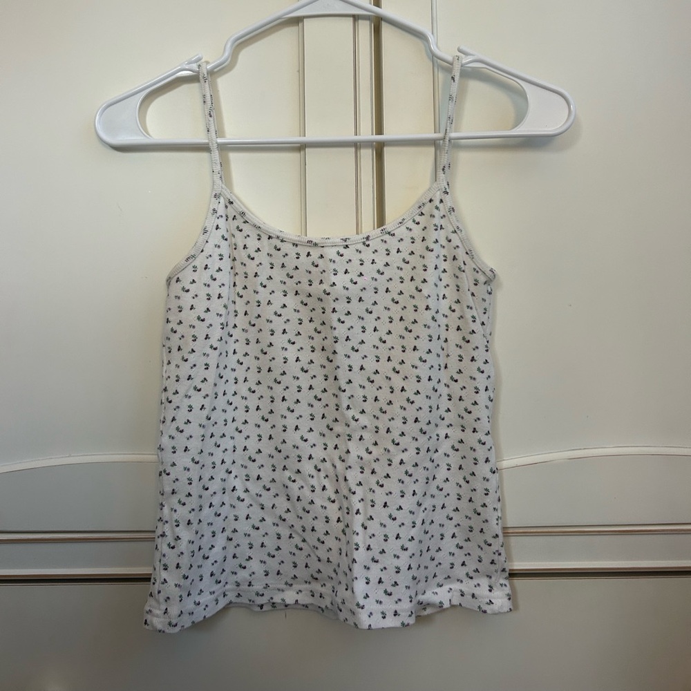 Brandy Melville White and Purple Floral Camisole